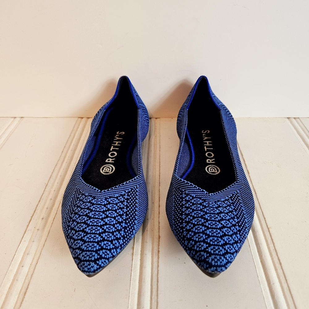Rothys The Point Lapis Python Blue Flats Womens 8… - image 2